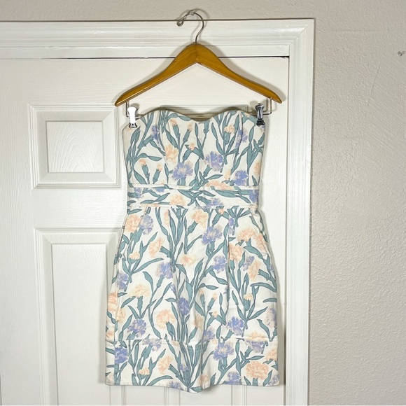 French Connection FC Jeans Floral Pastel Strapless Mini Dress Womens - Picture 1 of 9
